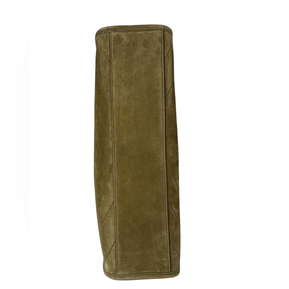 Saint Laurent Olive Suede Shoulder Bag with Gold Chain - Picture 3 of 8